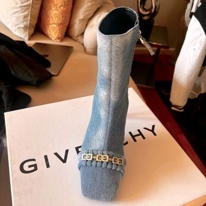 AUTHENTIC GIVENCHY G WOVEN Ankle Boots. Medium Blue Denim. Size 41, Brand New